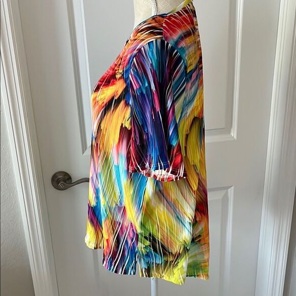 Lemongrass Multicolor “Wave”Abstract Keyhole Back Faux Agste Button NWOT SZ M - Picture 4 of 6